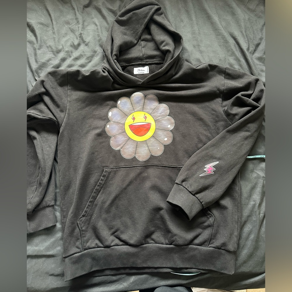 J Balvin x Takashi Murakami Black Flower Hoodie Used